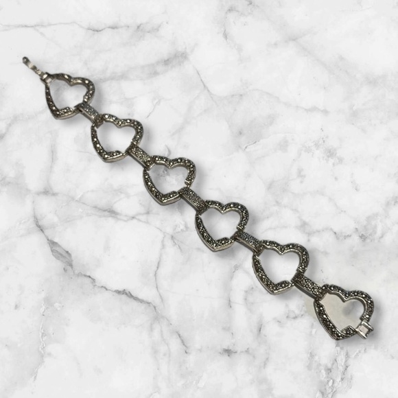 💟💎Vintage Silver Heart Link Bracelet - Picture 5 of 14